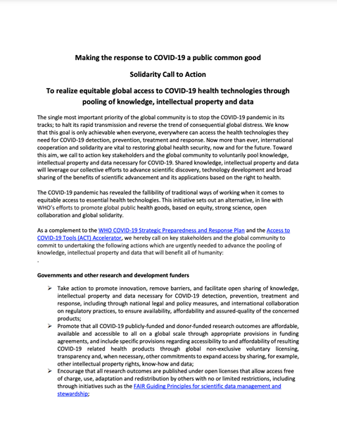 Solidarity Call to Action