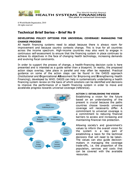 Developing Policy Options For Universal Coverage: Managing The Change Process