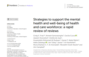 Strategies to support the mental health and well-being of health and care workforce: a rapid review of reviews