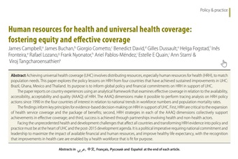 Human resources for health and universal health coverage: fostering equity and effective coverage cover