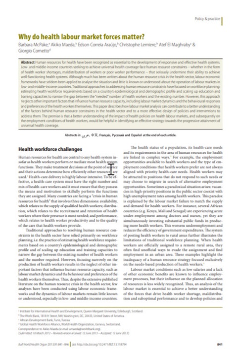 Why do health labour market forces matter?