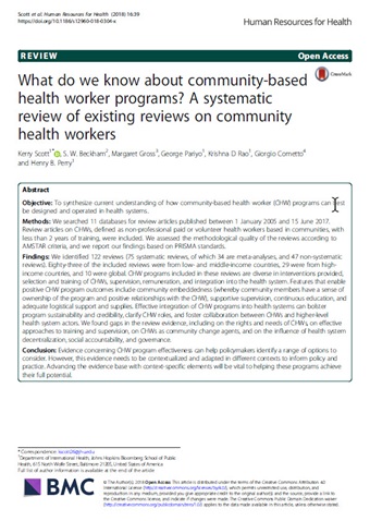 CHW systematic review cover