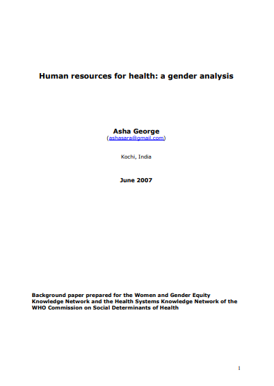 Human resources for health: a gender analysis