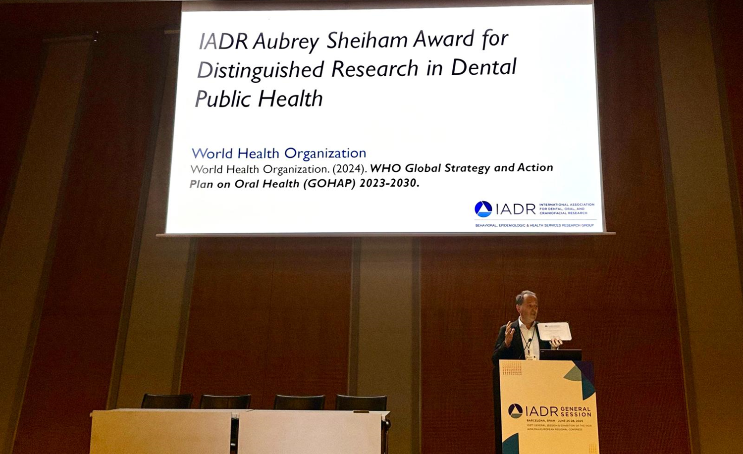 WHO’s work on oral health honored with prestigious Aubrey Sheiham Award