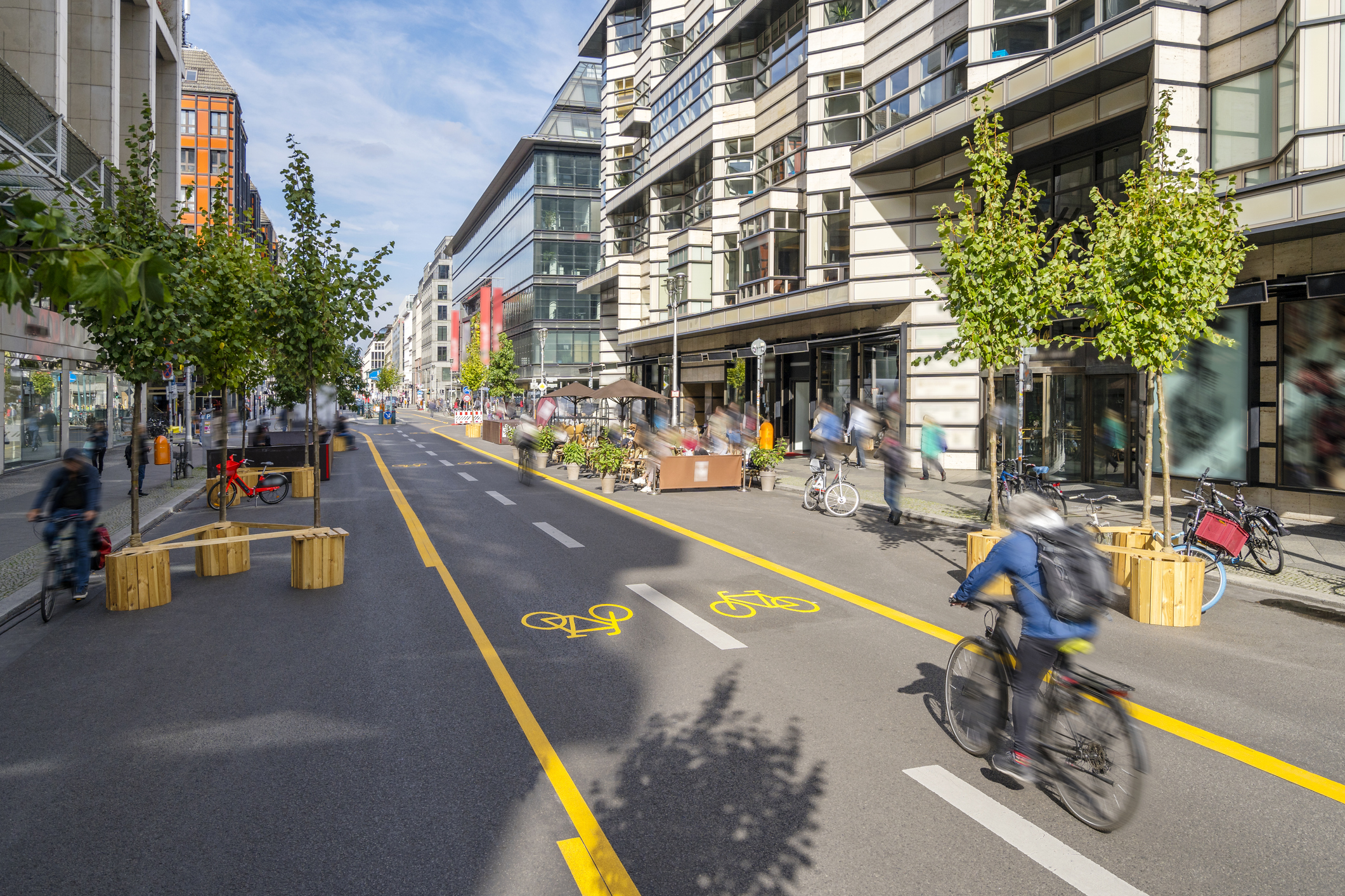 pop-up bike lane on Berlin road