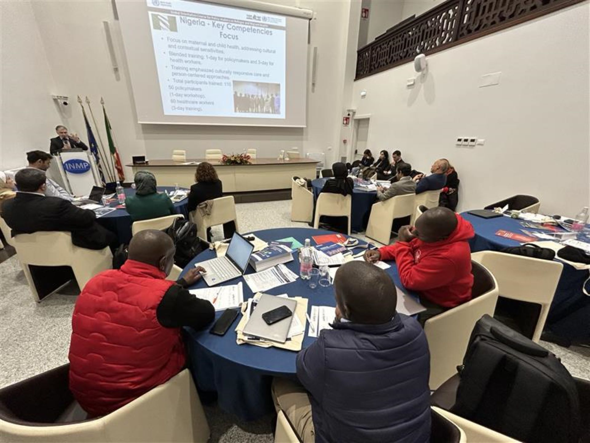 Professor Giorgi Pkhakadze showcasing a pilot implementation of the competency standards at country level in Nigeria.  Photo @WHO