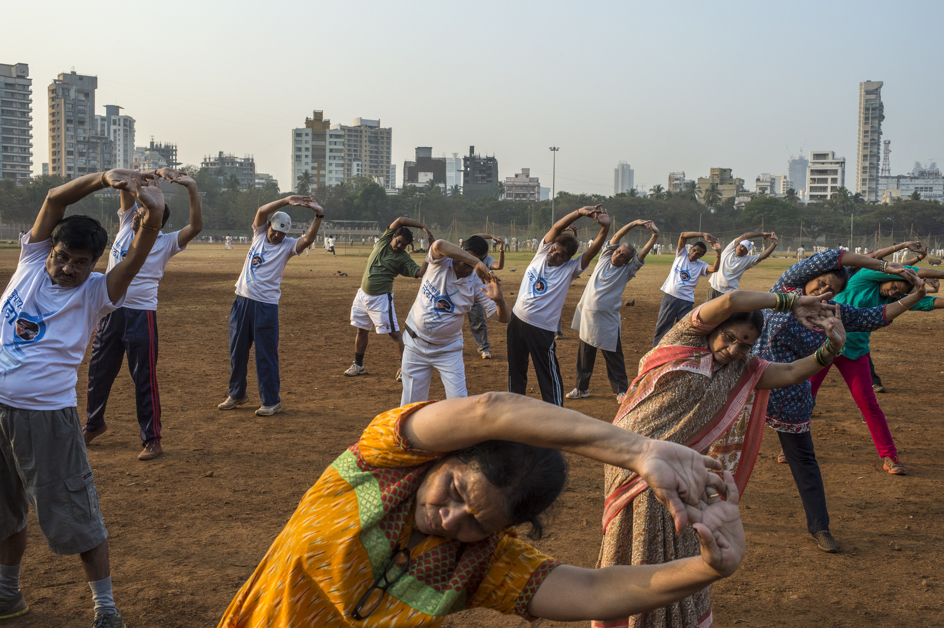Diabetes patients exercise early morning at public ground in Mumbai