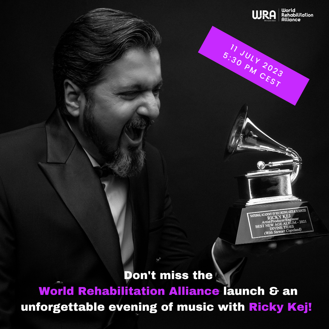 Ricky Kej holding a Grammy award