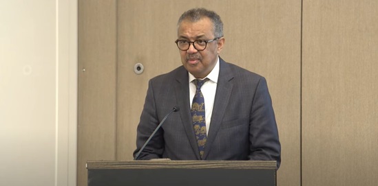 Dr Tedros Adhanom Ghebreyesus, WHO Director-General, delivering his remarks