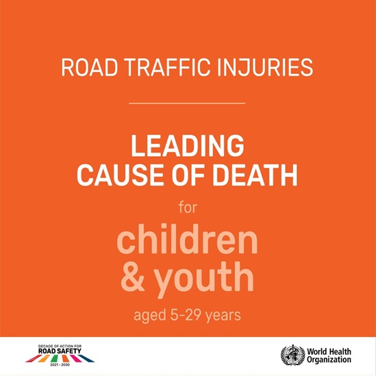 Road traffic injuries - leading cause of death for children & youth aged 5-29 years