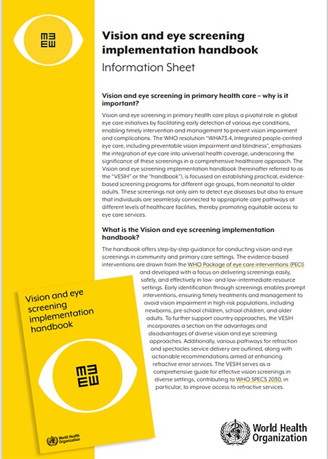 Vision and eye screening implementation handbook: information sheet