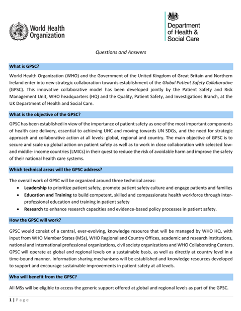 WHO GPSC - Questions and Answers