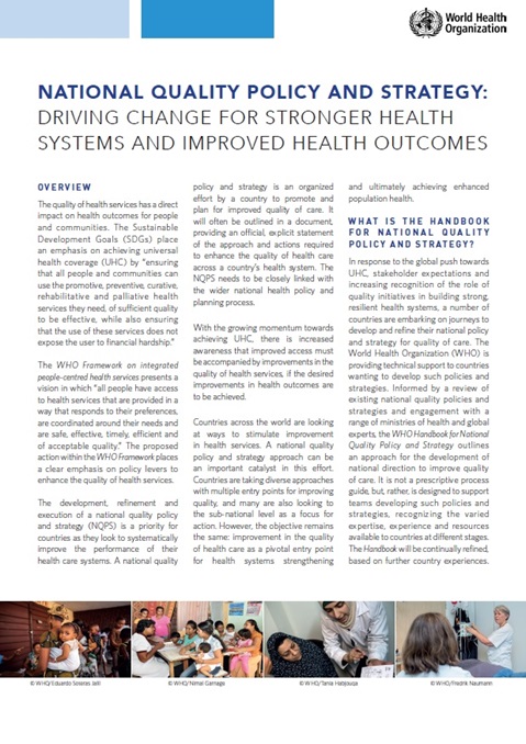 National quality policy and strategy: driving change for stronger health systems and improved health outcomes