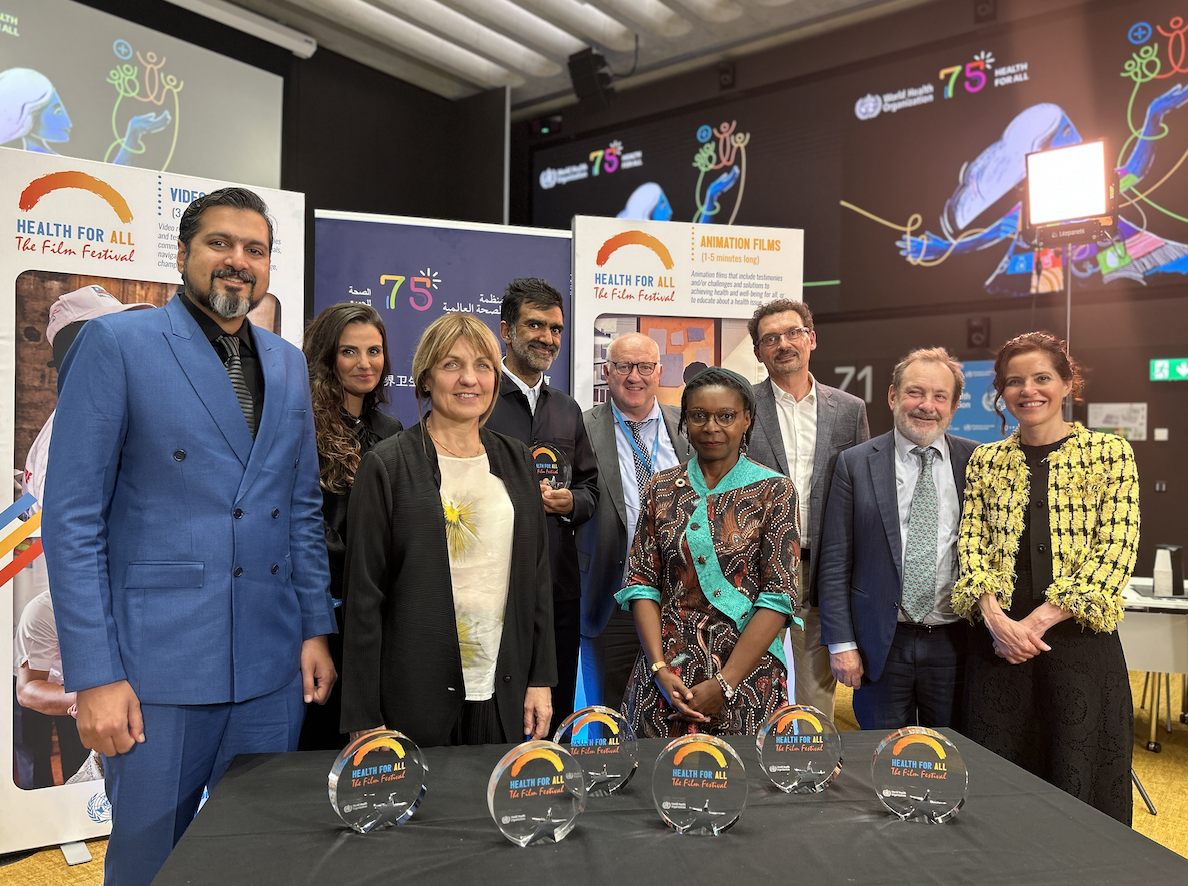 WHO Film festival, HAFF ceremony 2023; jurors, WHO experts and winner Paul Jerndal WHO Film festival, HAFF ceremony 2023; jurors, WHO experts and winner Paul Jerndal