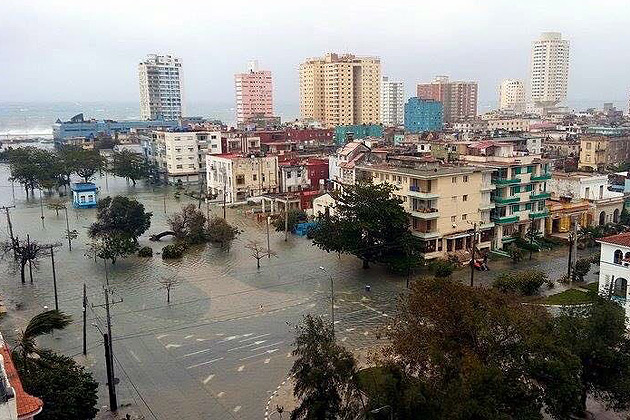 Flooded streets in Havana, Cuba