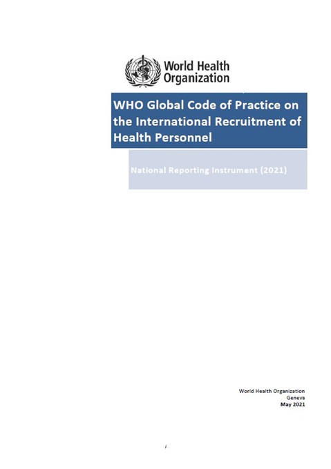 WHO Global Code of Practice: National Reporting Instrument 2021