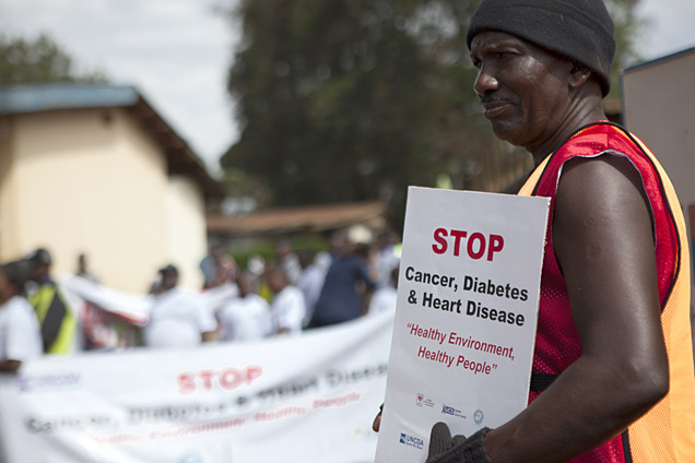 A parade in Uganda to promote awareness and prevention of noncommunicable diseases.