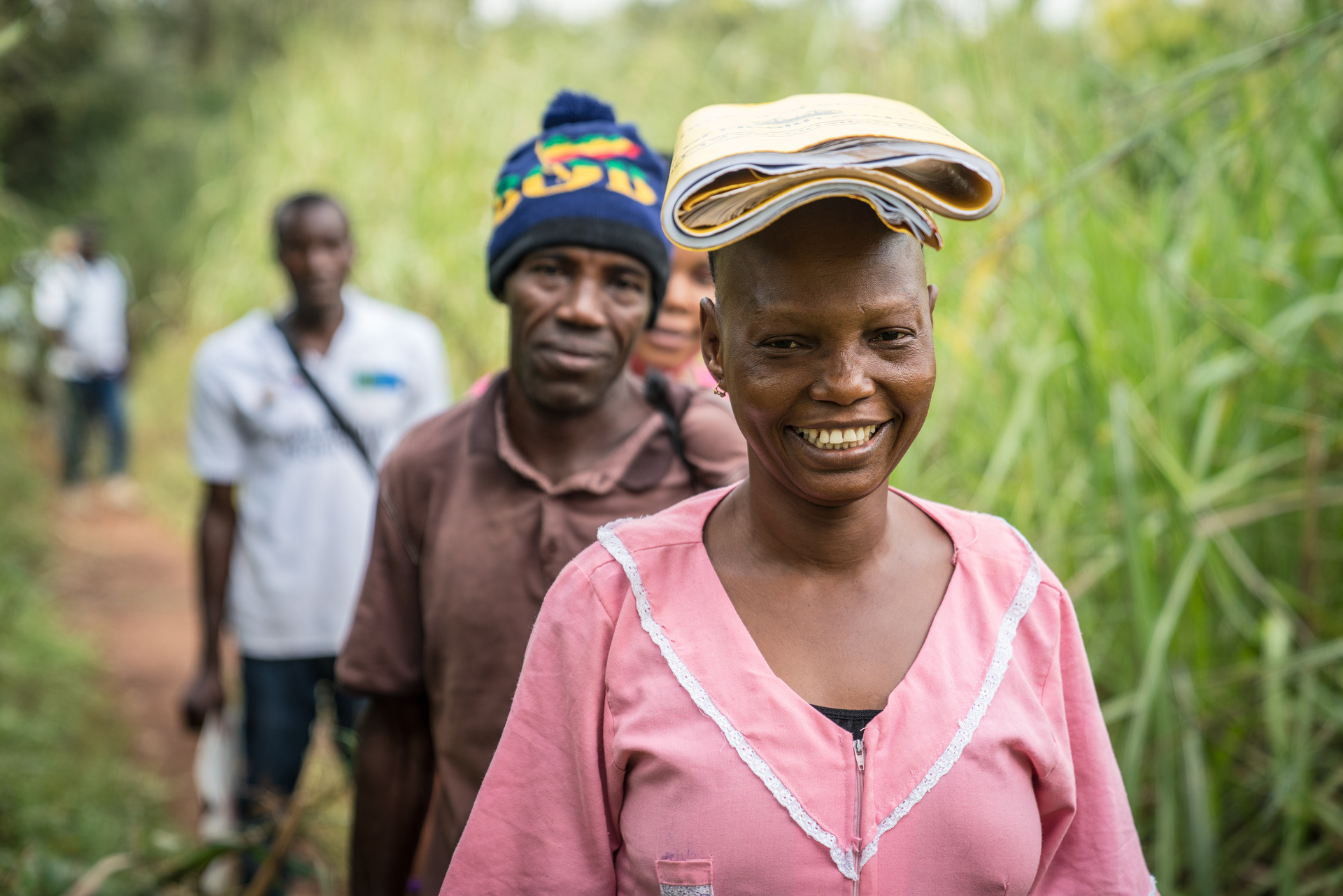 People walking in a rural area