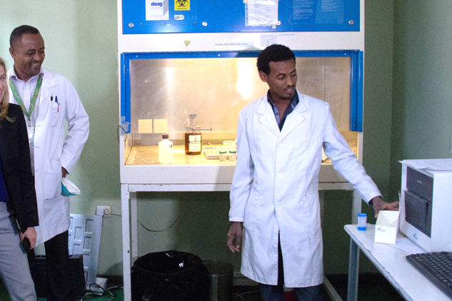 The rapid Xpert MTB/RIF® test (pictured on right) is used to detect TB and drug-resistant, Ethiopia 