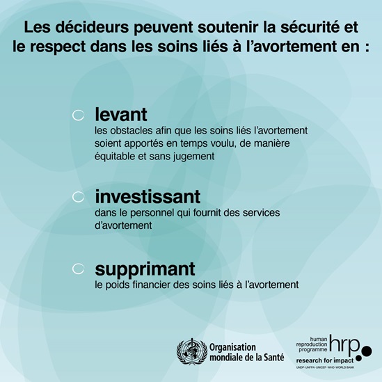 Infographie: Les décideurs peuvent soutenir la sécurité et le respect dans les soins liés à l'avortement