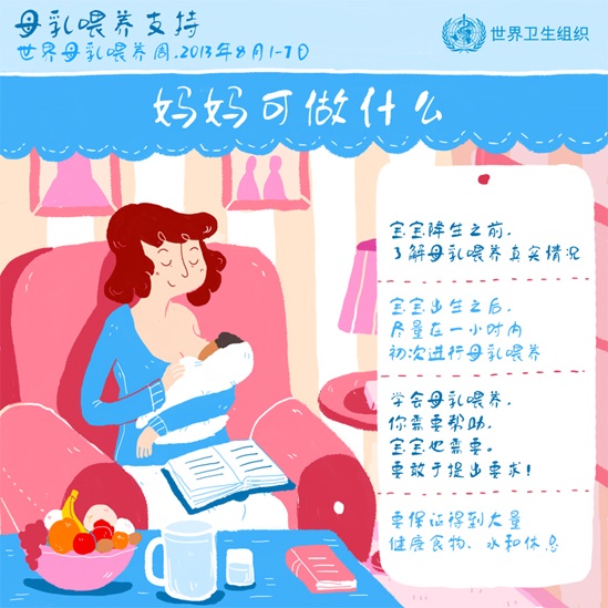 Chinese WHO breastfeeding support 2013 - What mums can do infographic