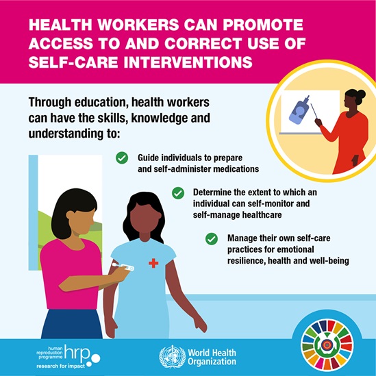 Infographic: Health workers can promote access to and correct use of self-care interventions