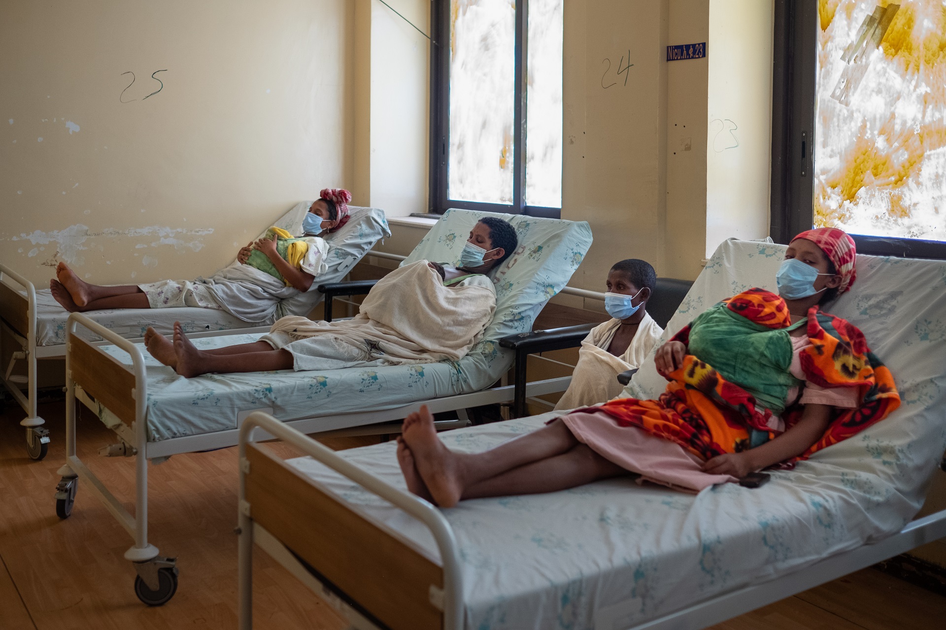 New mothers practicing Kangaroo mother care.