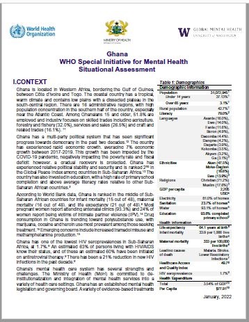 Ghana - WHO Special Initiative for Mental Health