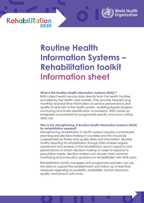 Routine health information systems – rehabilitation toolkit – information sheet