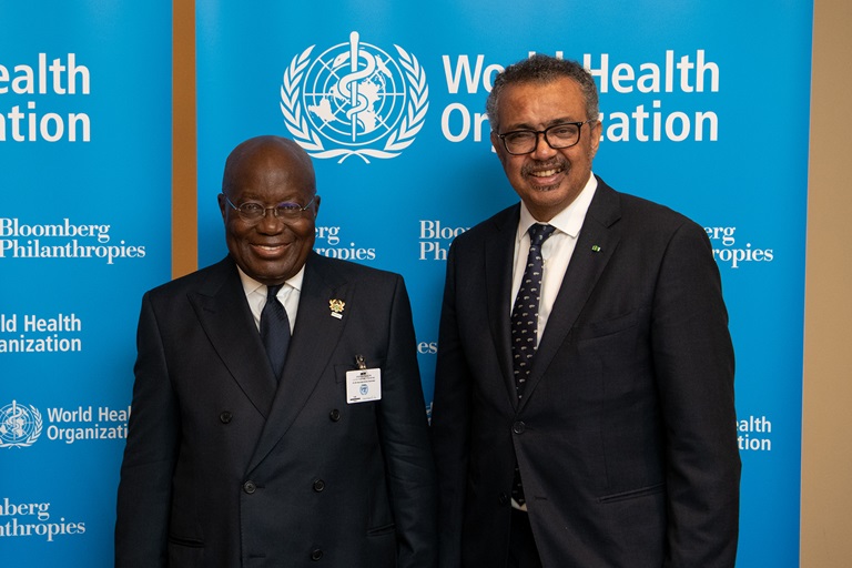 the President and Ghana with the WHO Director-General