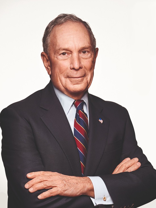 Michael R. Bloomberg Portrait of Mr Michael R. Bloomberg dressed in a black suit and with a striped tie