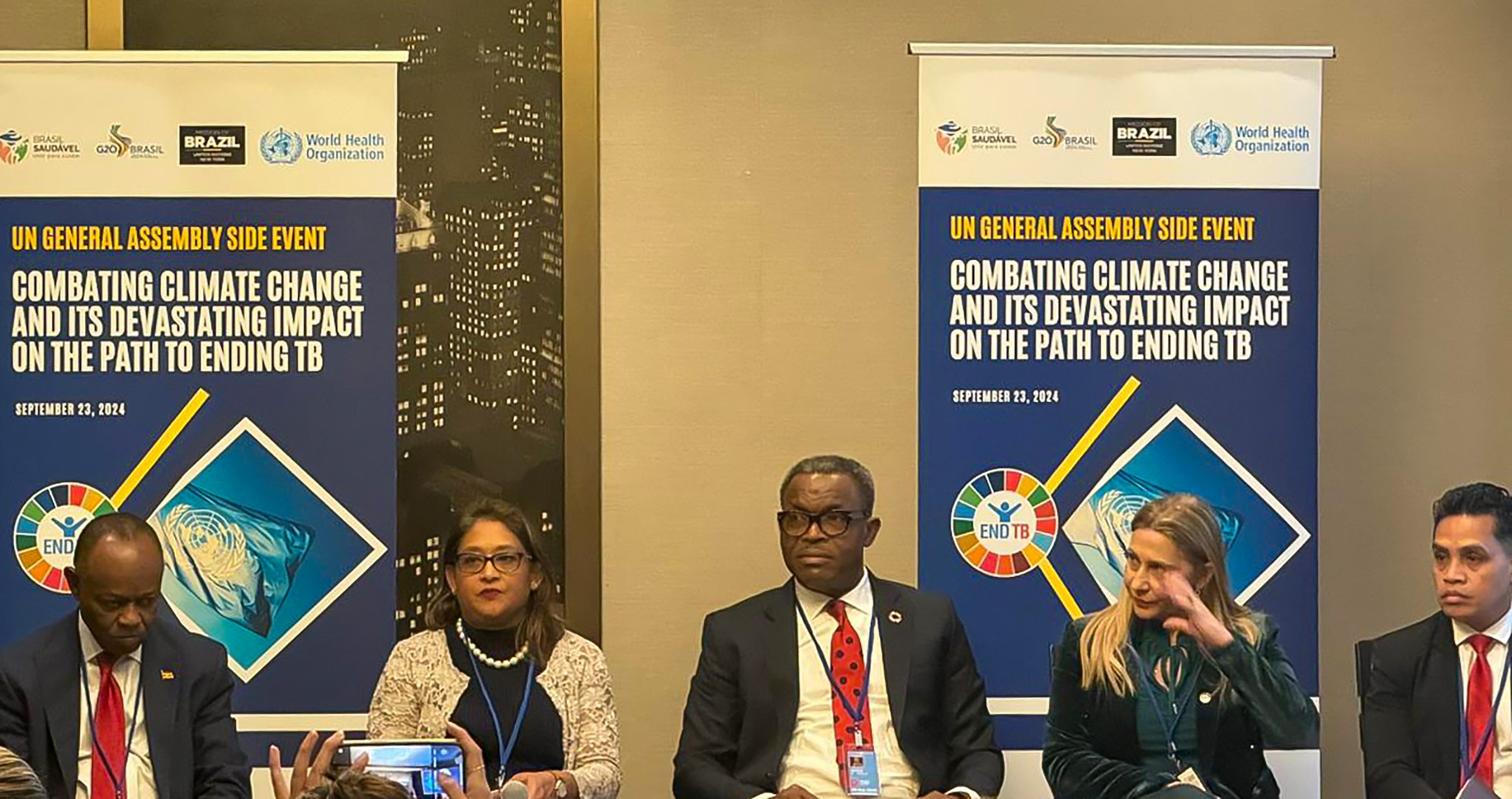 WHO SEAR Regional Director alongside delegation from Timor-Leste, on a UNGA Side Event on Climate Change and its impact on the path to ending TB.