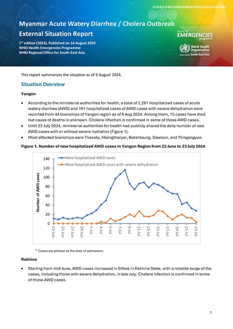 1st edition (2024), Myanmar Acute Watery Diarrhea/ Cholera Outbreak External Situation Report
