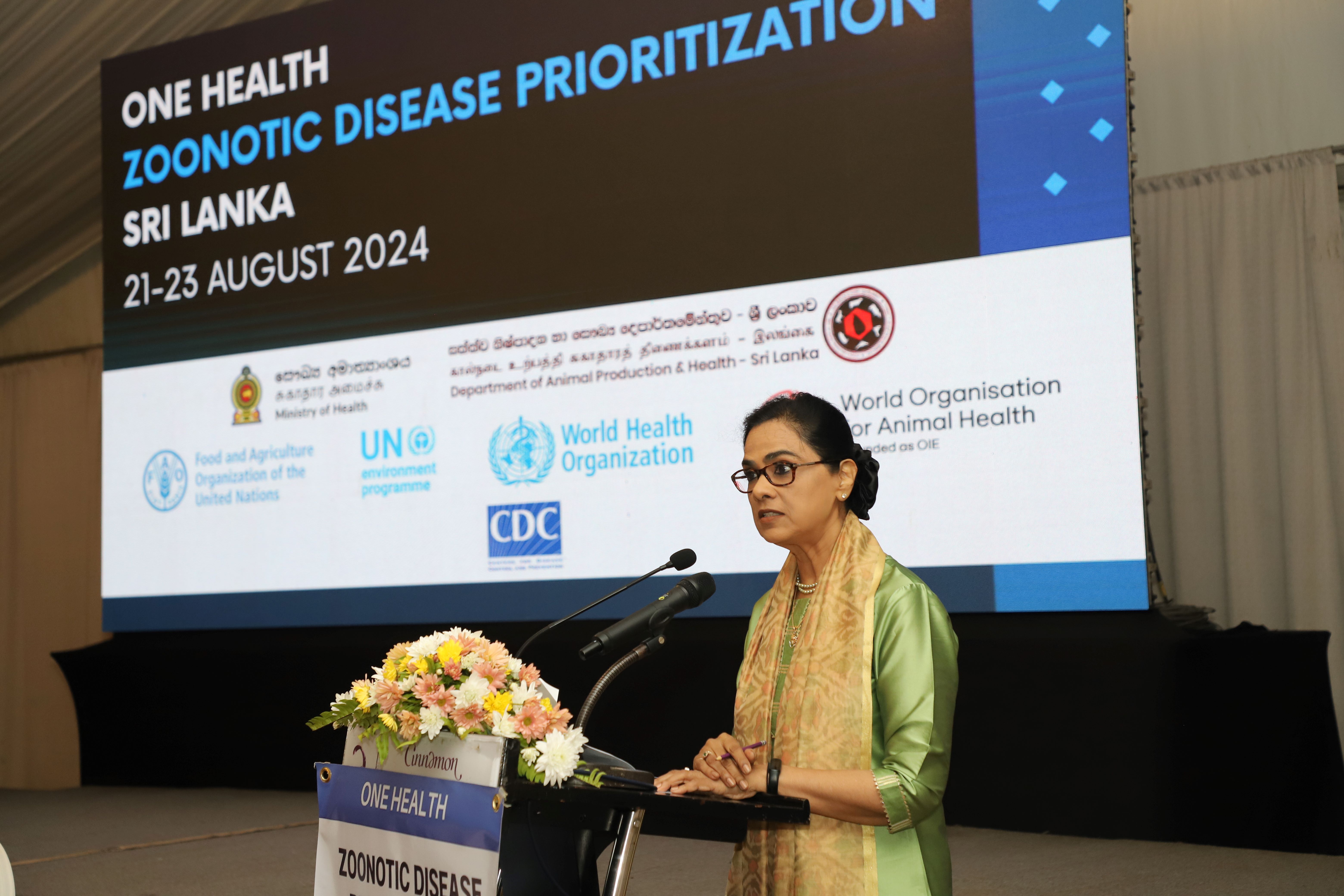 Picture of WR Sri Lanka addressing the participant during the during the Zoonotic Diseases Prioritization Exercise