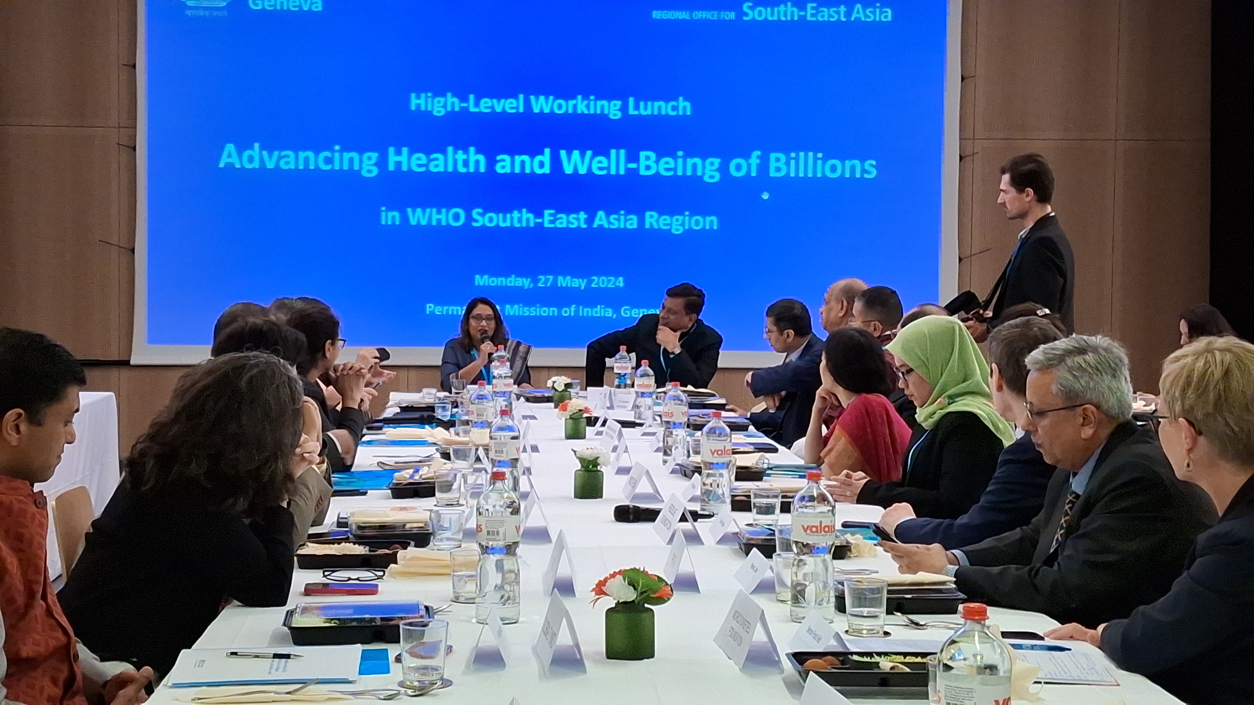 Saima Wazed, Regional Director, WHO South-East Asia Region, with delegates from Member States of the WHO South-East Asia Region in Geneva - May 2024