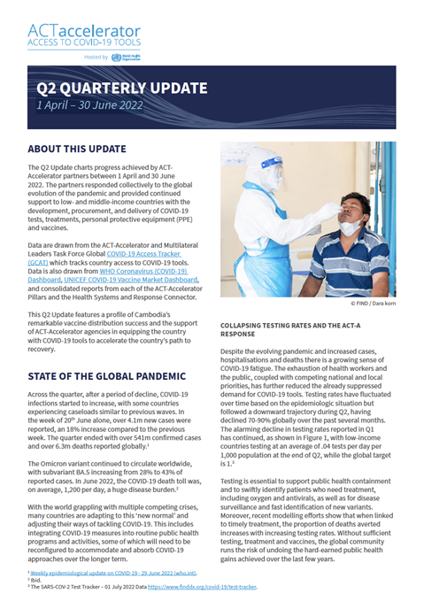 ACT-Accelerator: Quarterly Update Q2: 1 April – 30 June 2022