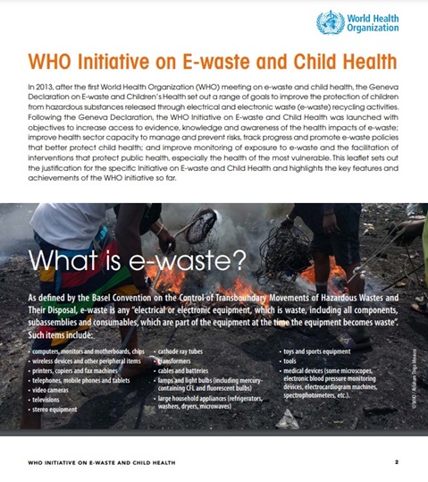 WHO Initiative on E-waste and Child Health (leaflet)