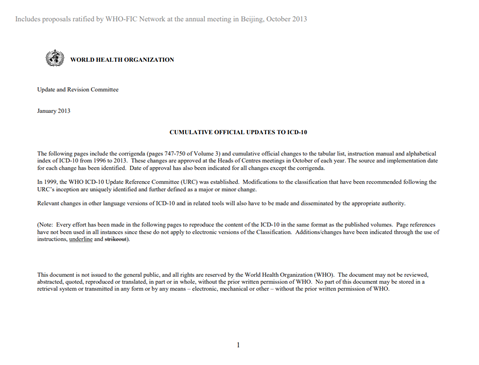 Official WHO ICD-10 Updates combined 1996-2013 Volume 1