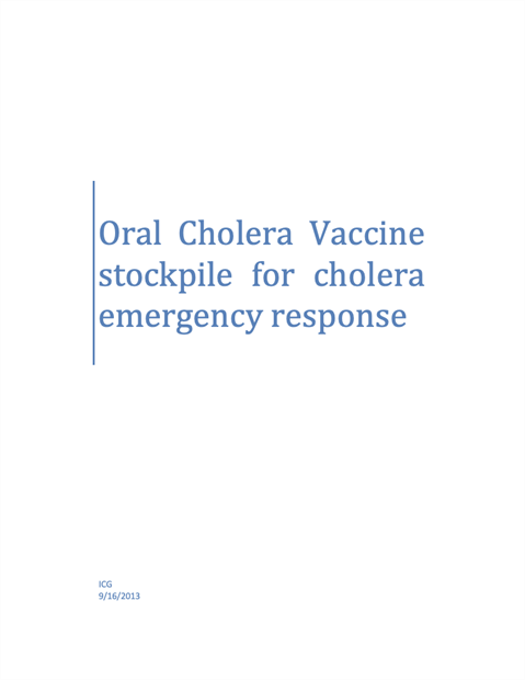 Oral cholera vaccine stockpile for cholera emergency response