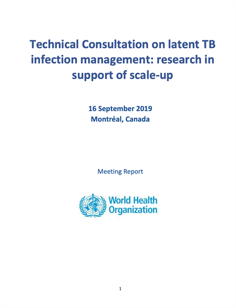 Technical Consultation on latent TB infection management: research in support of scale-up