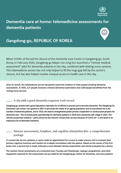 Dementia care at home: Telemedicine assessments for dementia patients