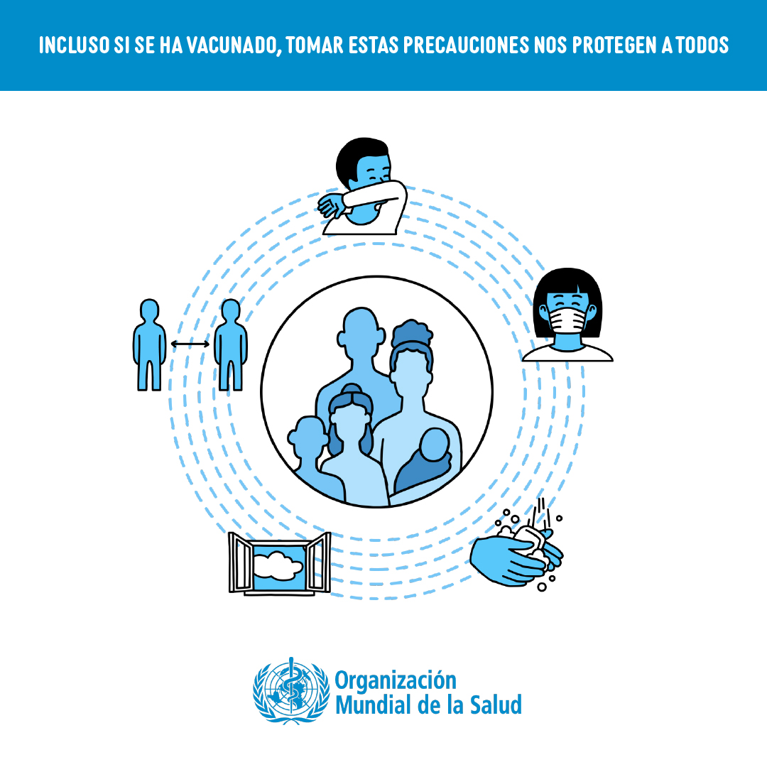 Incluso si se ha vacunado, toma precauciones