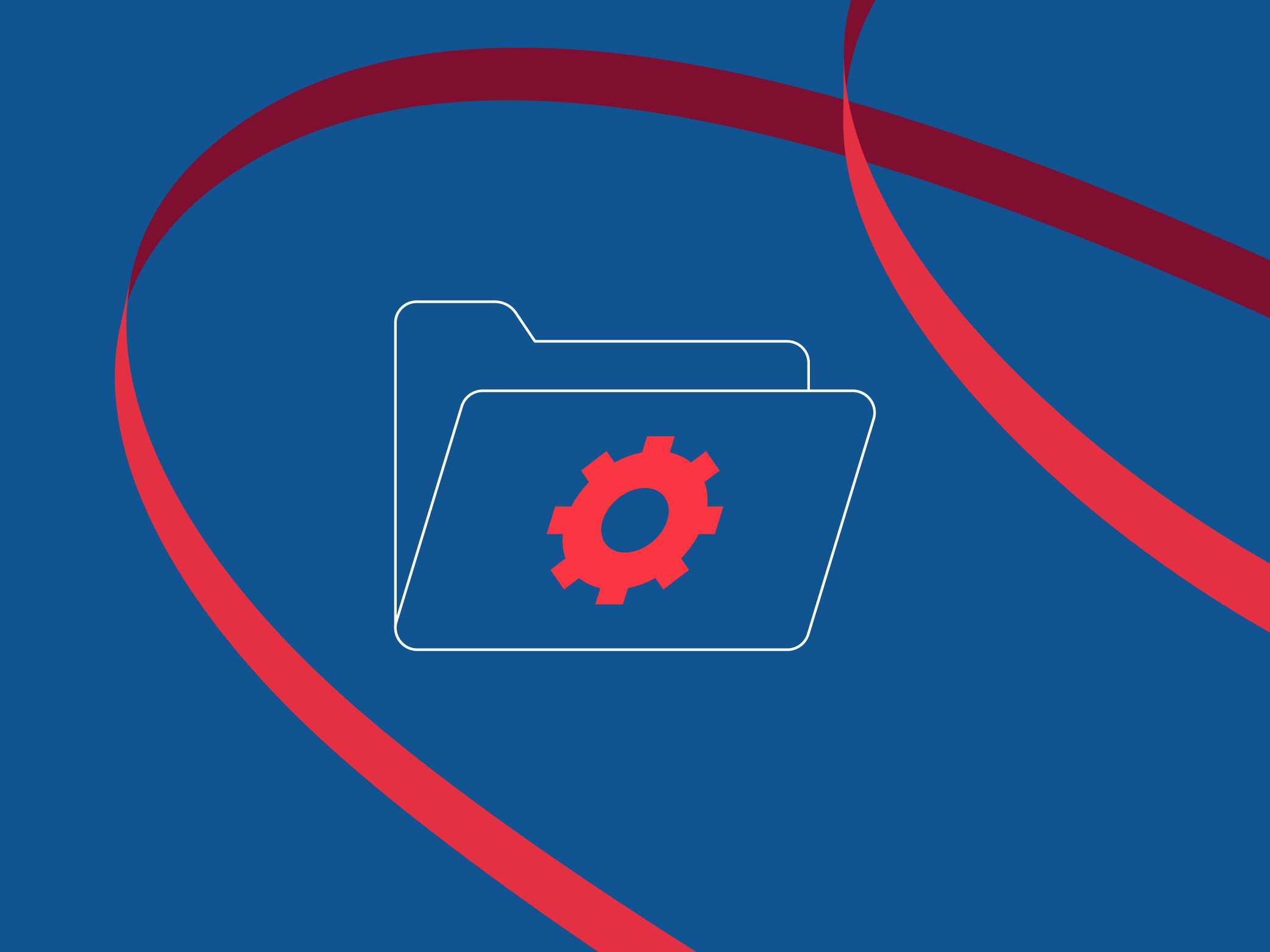 A red ribbon swirling around a folder icon.