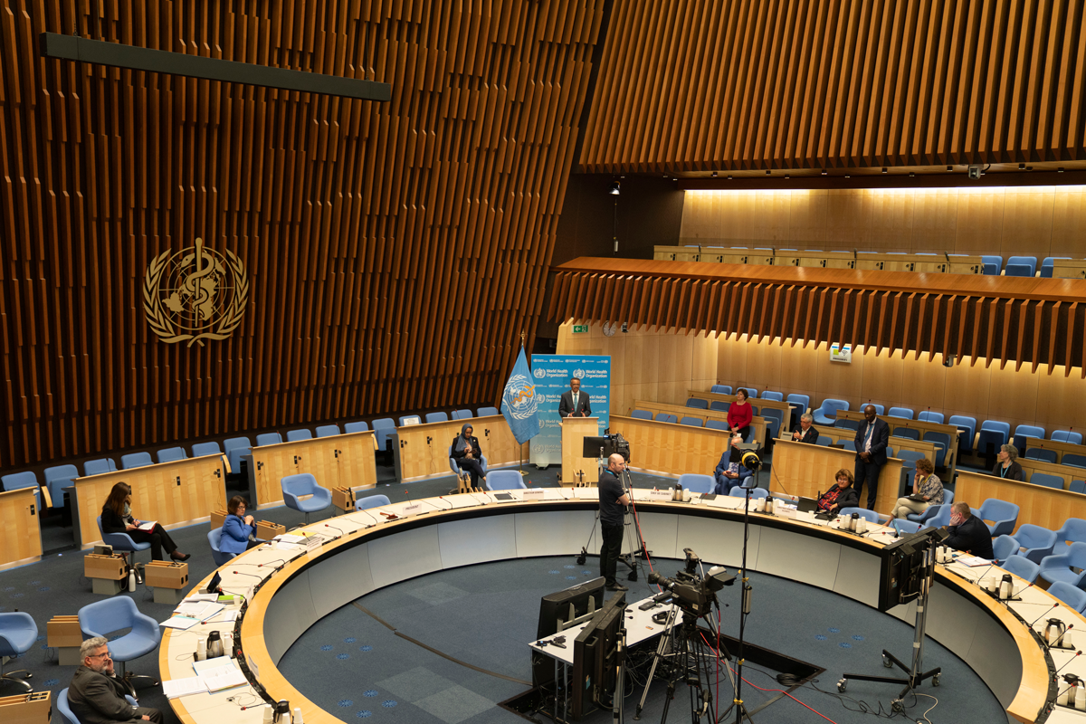 Executive Board Room in WHO Headquarters, Geneva WHO_WHA73-18MAY2020_454