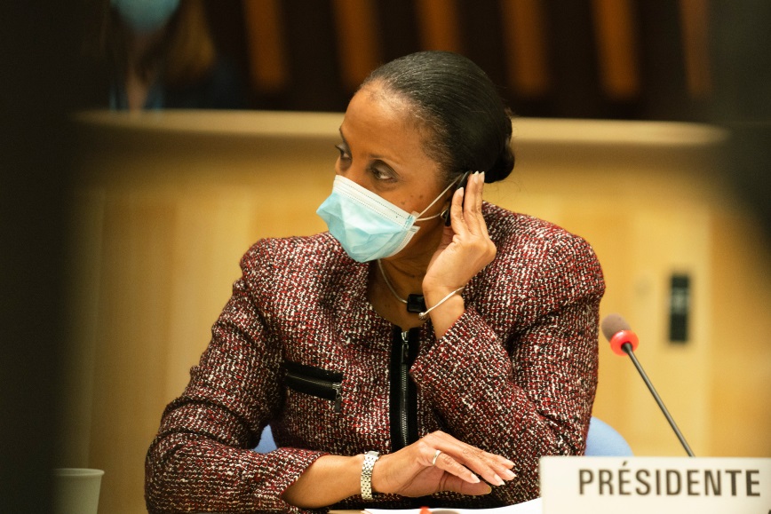 President of the Assembly, Ms Keva Bain from the Bahamas President of the Assembly, Ms Keva Bain from the Bahamas during the resumed Seventy-third World Health Assembly