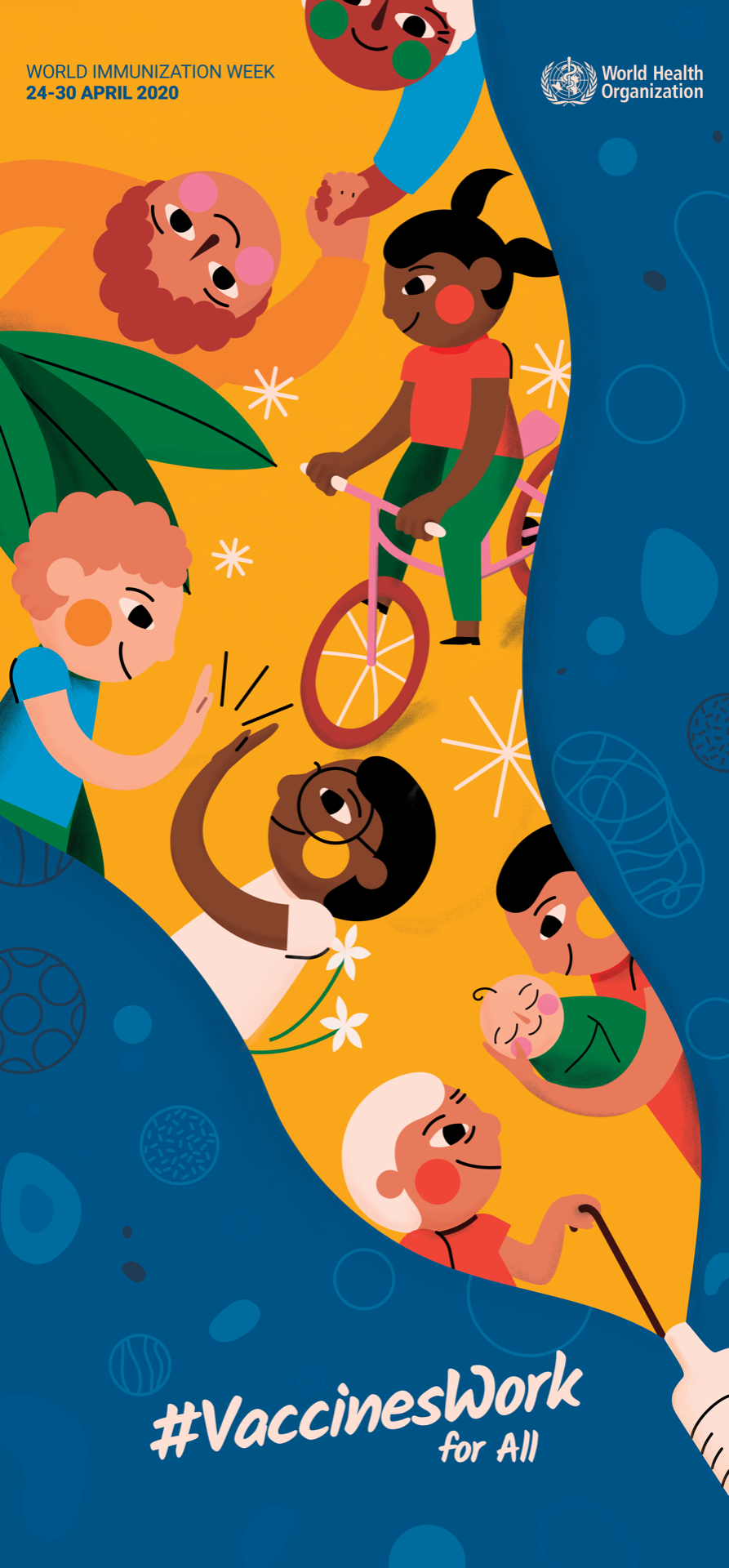 Rollup banner for World Immunization Week 2020 #VaccinesWork for All