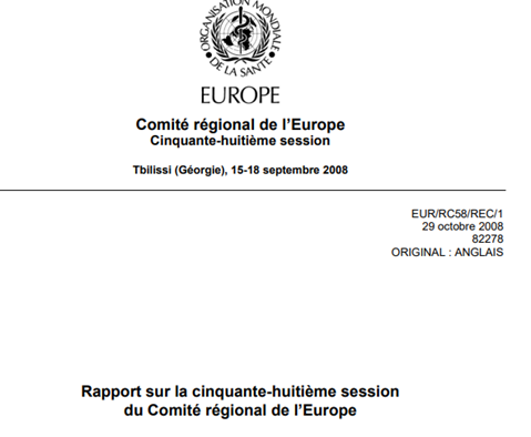 Rapport sur la cinquante-huitième session du Comité régional de l’Europe