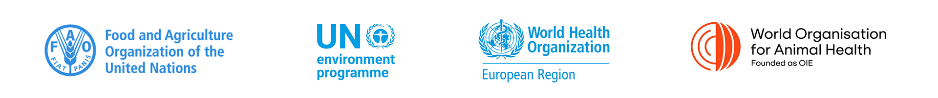 Logos of FAO, UNEP, WHO Europe, WOAH