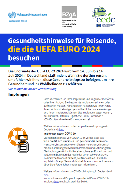 Gesundheitshinweise für Reisende, die die UEFA EURO 2024 besuchen