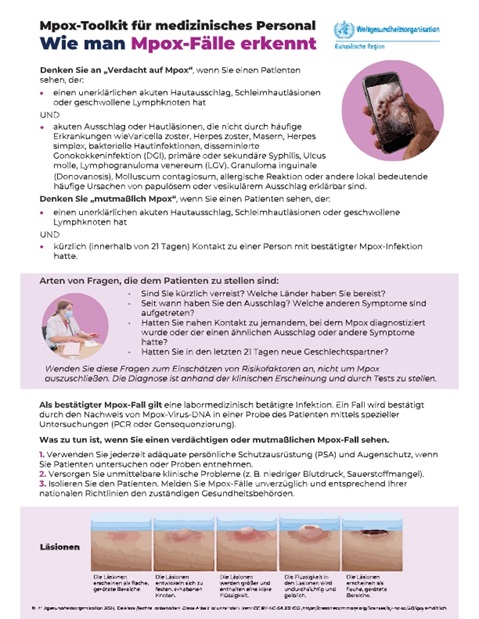 Mpox-Toolkit für medizinisches Personal Wie man Mpox-Fälle erkennt